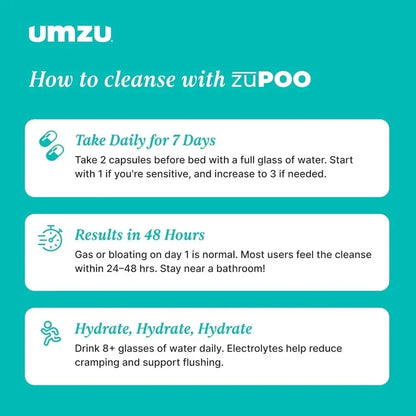 UMZU Zupoo Gut Support Colon Cleanse Dietry Supplement 30 Capsules